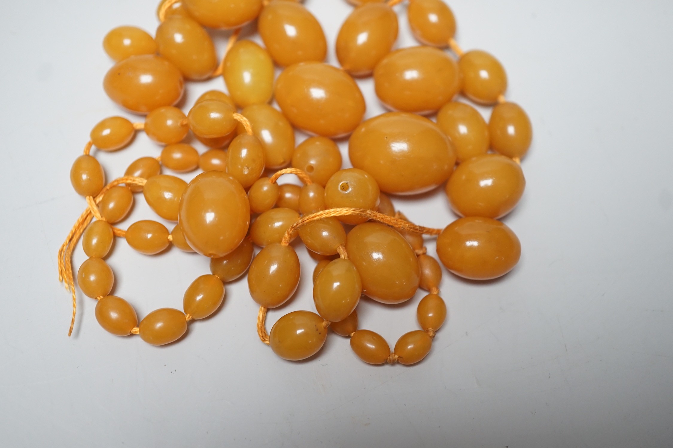 A reconstituted amber bead necklace.